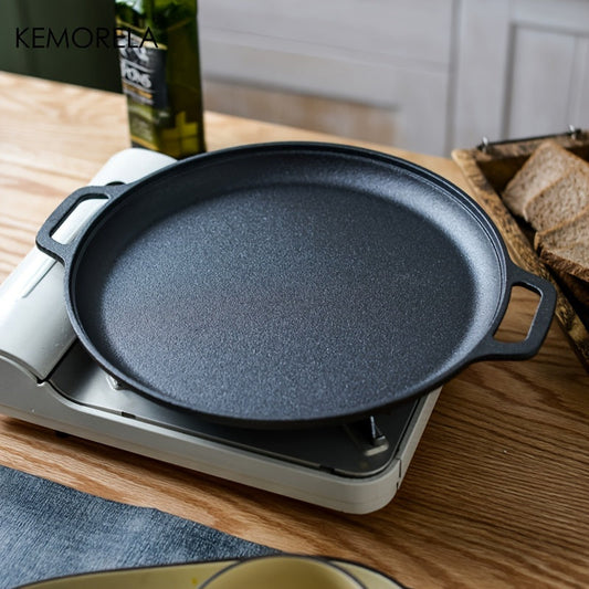 Thickened Pancake Pan - Double-Ear Cast Iron Pan - Non-Stick Pan - Suitable for Induction Cooker, Gas Stove - Kitchen Tools