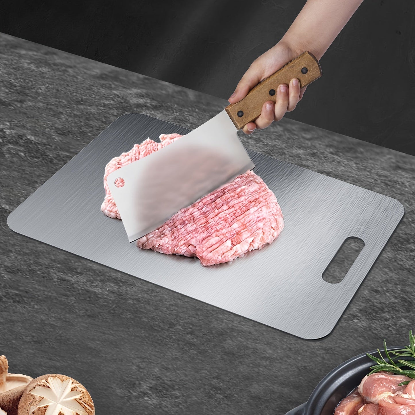 High-quality 304 Stainless Steel Cutting Board with Dual-Sided Thickened Design, Perfect for Kitchen and Restaurant Use - Excellent for Chopping, Kneading, and Rolling Dough - A Thoughtful Present for Christmas, Thanksgiving, or Parents' Day.