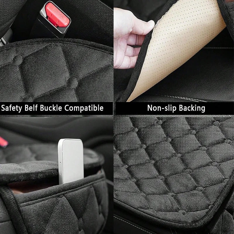 Plush car seat covers for sedans, trucks, and SUVs with a durable, non-slip base.