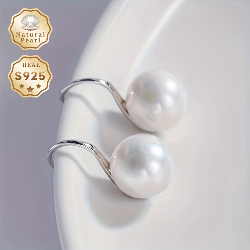 Elegant Vintage MUFAN Freshwater Pearl Drop Earrings - 11-12mm Natural Pearl, June Birthstone, 925 Sterling Silver Hooks, Perfect for Daily Wear or Gifting, Unplated Design with Mint Honey Gift Box