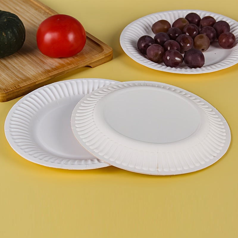 EcoPals Disposable Paper Plates Set of 50 - Includes 15.24/17.78/22.86 cm Round Uncoated Compostable Plates - Leak-Proof, Ideal for Snacks, Salads, Holidays, and DIY Crafts - Perfect for Christmas, Halloween, Easter, Hanukkah, and Thanksgiving