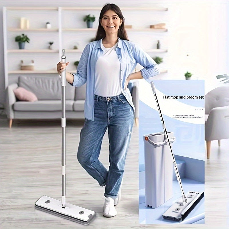 Sweep and Mop All-in-One Set with Bucket: No Need for Electricity, Perfect for Cleaning Floors