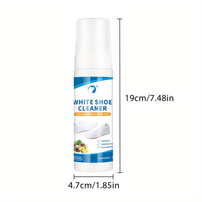 1 unit of 200ml/6.76oz Whiten Shoe Cleaner that acts as an oxidizing reduction agent, providing decontamination and whitening repair for white shoes. This multi-functional cleaner is