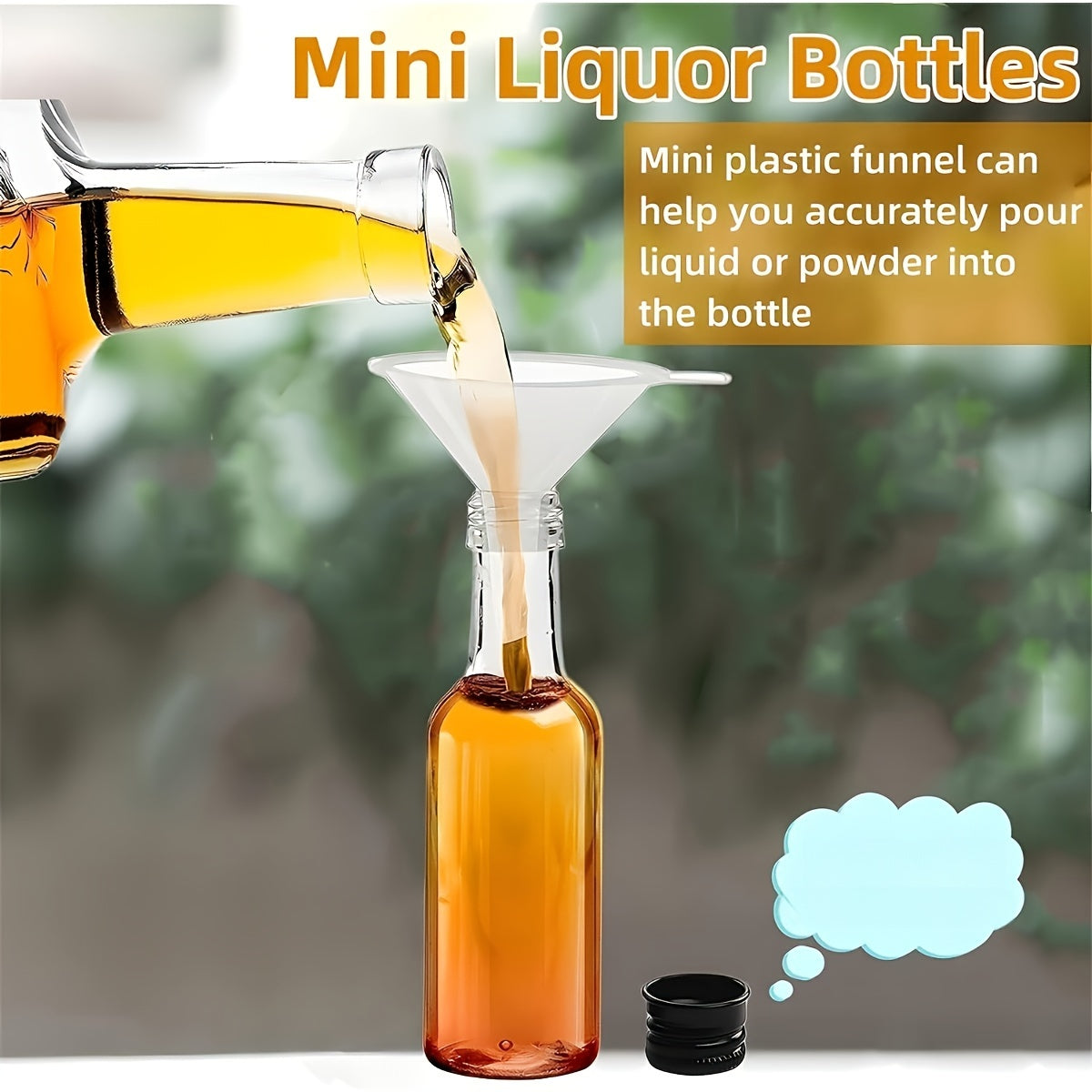 Pack of 60 Mini Plastic Liquor Bottles - Leakproof 25ml/50ml Empty Bottles with Caps for Alcohol, Sauce, Party Favors. Food-Grade and Safe for Contact with Food Items.