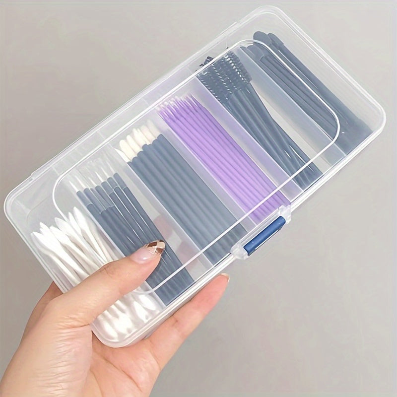 Portable organizer box with multiple compartments for various items like embroidery supplies, beauty tools, and hair accessories. Ideal for home organization.