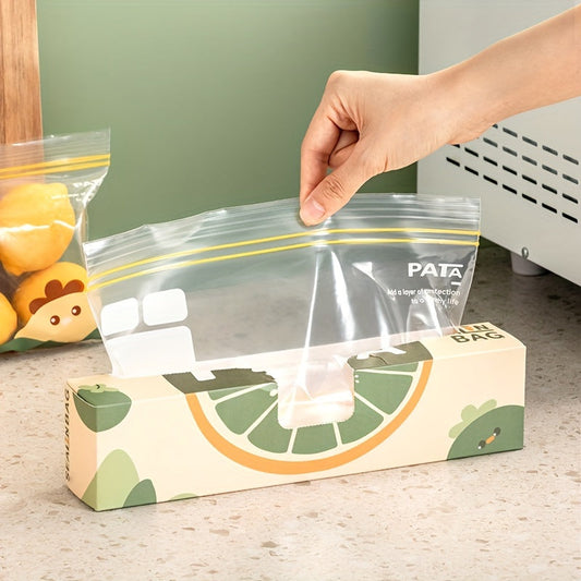 Cartoon Pattern Reusable Storage Zipper Bags in 15, 20, or 30 Pack - Ideal for Storing Fruits, Vegetables, Grains, and Kitchen Supplies. Features Sub-Packaging, Fresh-keeping, Anti-odor, and Leak-Proof Freezer Bag Technology.