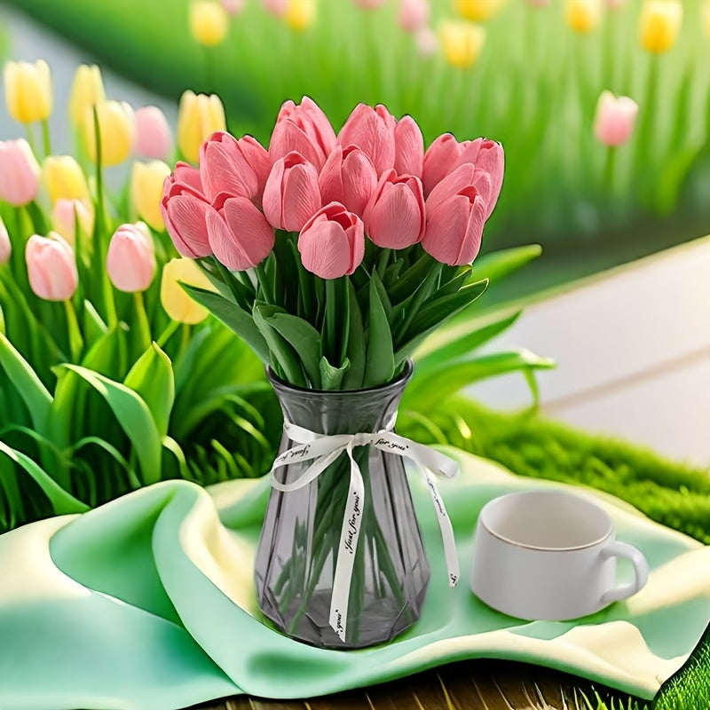 10 Artificial Simulation Tulips with Real Touch, Suitable for Room/Home/Bedroom/Wedding/Office/Cafe Decor, Perfect for Valentine's Day, Birthdays, and Mother's Day.