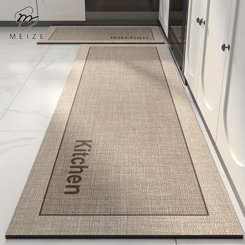 Meize Anti-Fatigue Kitchen Mat - Soft, Waterproof, Non-Slip & Durable faux leather mat with "KITCHEN" design - Ideal for Kitchen, Bathroom, Laundry Area