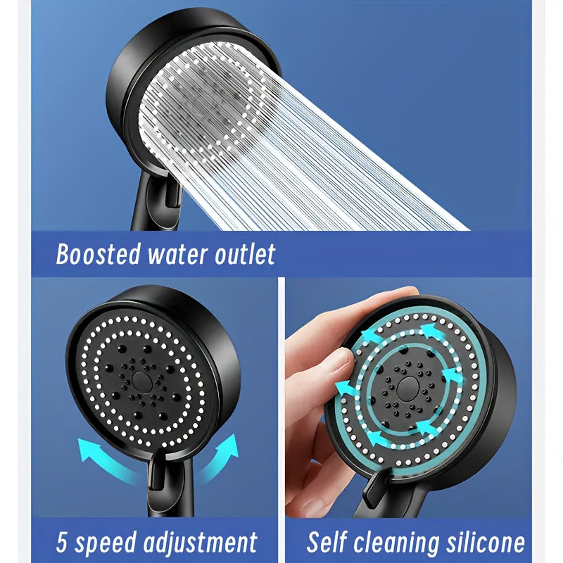 Upgrade your shower with our modern, high-pressure water-saving shower head. Featuring an adjustable bracket and flexible hose for a customizable experience. Made of PVC material, this