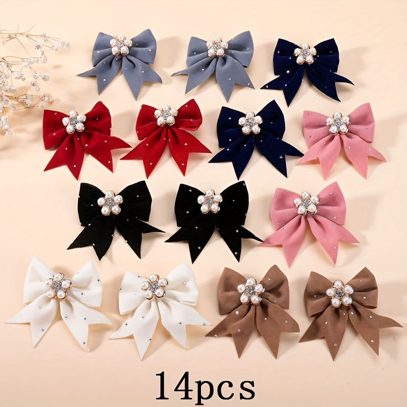 This set includes 14 handmade bow hair clips and pearl hair accessories that are ideal for daily wear and special occasions, making them versatile hair accessories for girls.