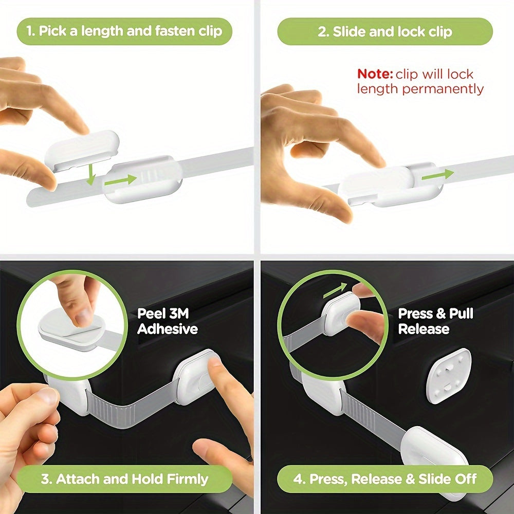 Simple to Install Child Safety Lock - Utilizes 3m Adhesive, No Screws or Magnets Required, Versatile for Cabinets, Drawers, Doors, Kitchens & Beyond