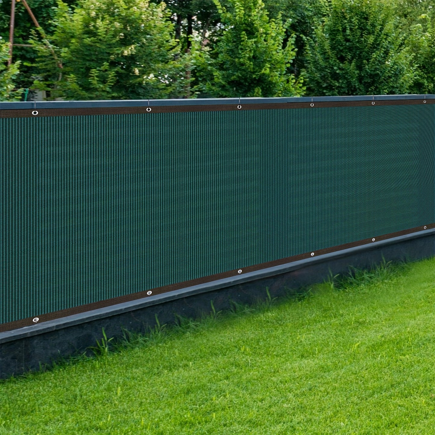 1pc Heavy-Duty Privacy Screen Fence for outdoor walls, gardens, patios, pools - Includes Zip Ties and is made of breathable anti-peeping wind protection mesh fabric in Green color.