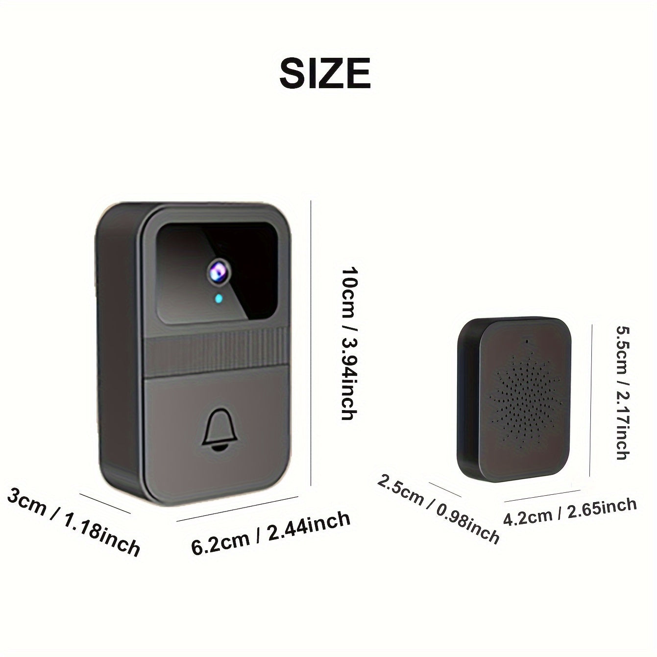 Wireless video doorbell with night vision, video call, auto capture, cloud storage, voice change, and easy installation.