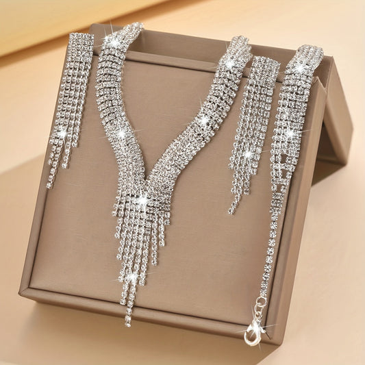 Set of Elegant July Birthstone Rhinestone Jewelry in Luxurious Synthetic Material, Silver-Plated Copper, Necklace, Earrings, Bracelet Perfect for Weddings, Parties, Special Occasions, and as a Thanksgiving Gift