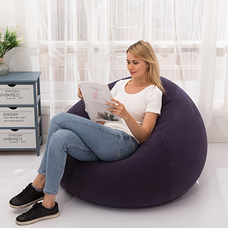 Versatile Red Inflatable Bean Bag Chair Made with Velvet Filling and Non-Woven Fabric - Multi-Size for Home, Kitchen, Game Room, and Lounge Sitting - No Wood Included