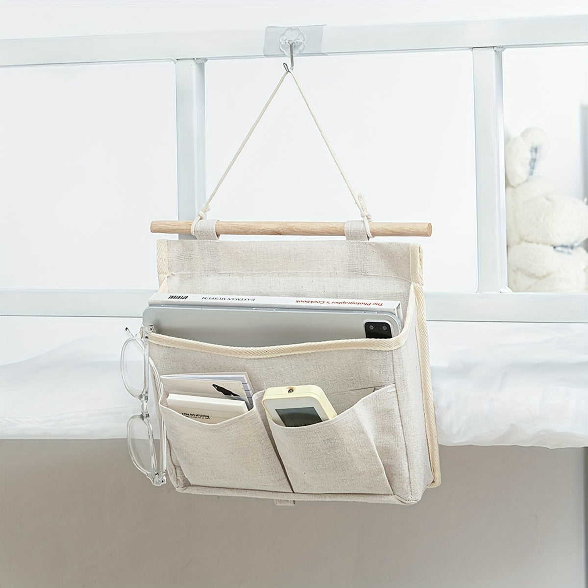 Multi-functional Fabric Hanging Storage Bag - Wall-Mounted Organizer for Bedroom, Dorm Room & Beyond - Comes in White or Gray