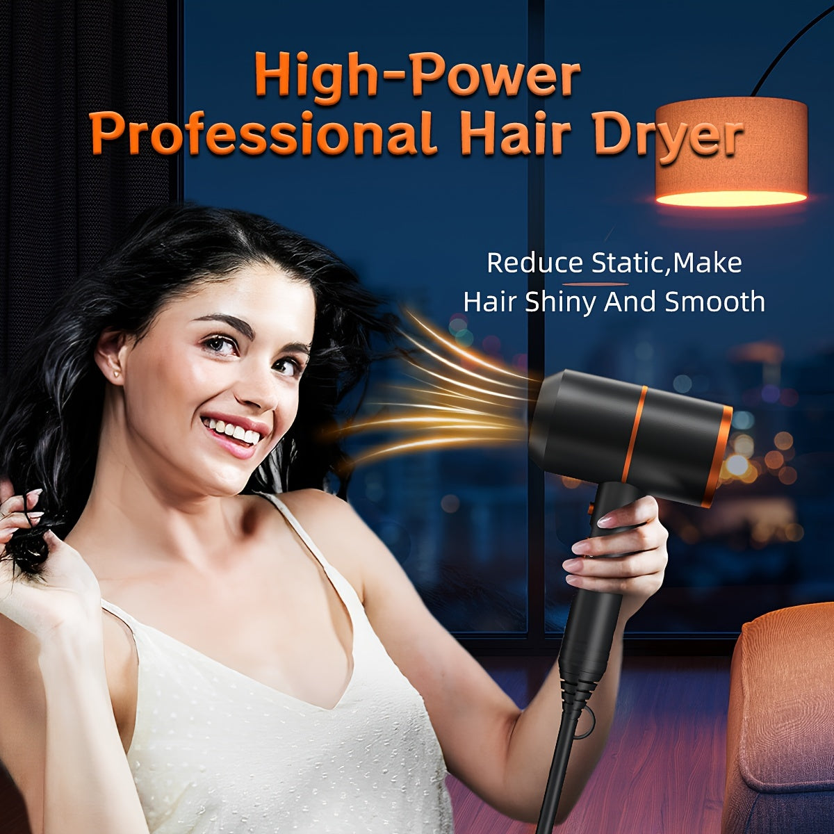 Negative Ion Professional Hair Dryer for Hair Care with Powerful Cold/Hot Air - Ideal for Home, Hotel, or Travel - Perfect Holiday Gift