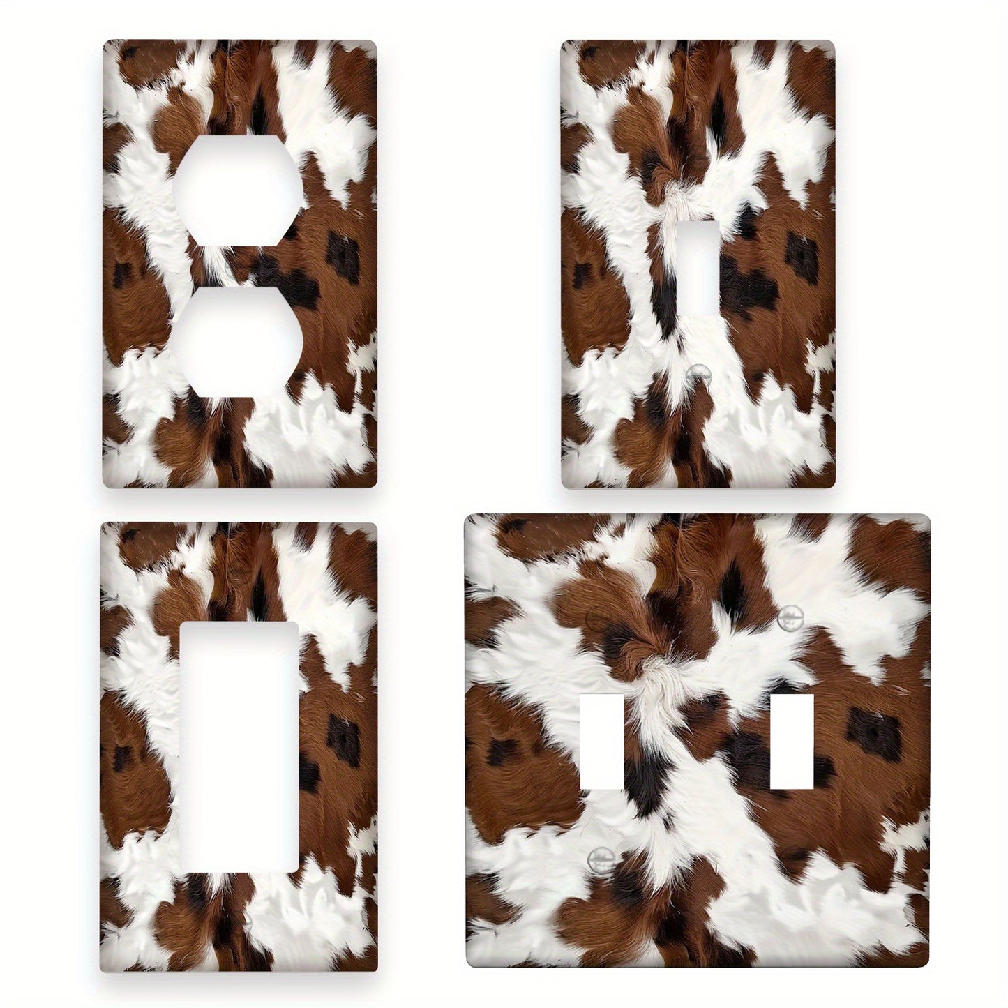 Cow print decorative wall plate made of unbreakable polycarbonate thermoplastic, perfect for bedrooms, kitchens, and home decor.