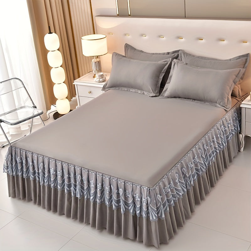 Luxury 3pcs Tassel Lace Bed Skirt Set - Soft, Breathable, Non-Slip, Allergy-Friendly, Machine Washable - Ideal for Bedroom, Guest Room, Hotel Decor.