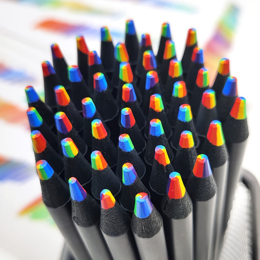 Wooden rainbow pen with seven colors in one core, perfect for creative graffiti.