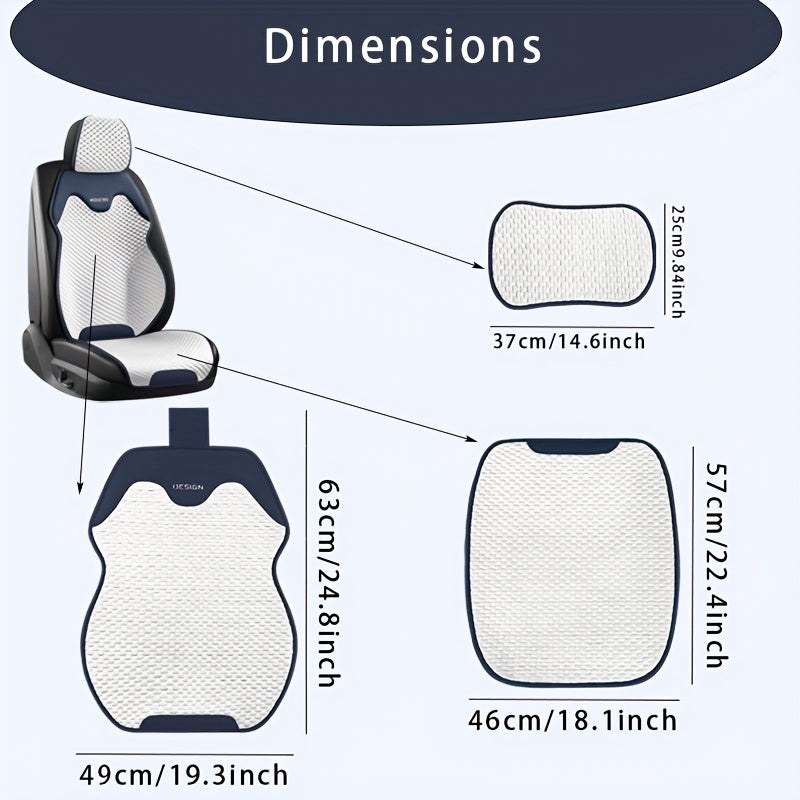 3-piece car seat cover set with waterproof floor mats for all seasons, universal fit for cars, trucks, vans, and SUVs, includes black, gray, and white covers. Compatible with airbags.