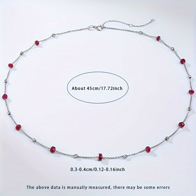 MUFAN Elegant Luxury Red Gemstone Necklace Crafted in S925 Sterling Silver, Perfect for Daily Wear and Gift Giving, Features a Starry Design with Distinctive Stone Patterns and Textures for Women - Comes in a Gift Box [Suitable for All Seasons]