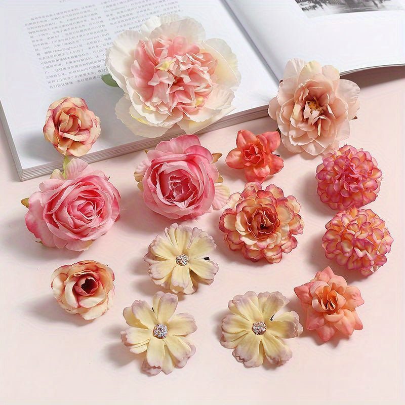 1 pack of silk rose flower heads for home decor, weddings, and DIY crafts - ideal for garlands and gift accessories.