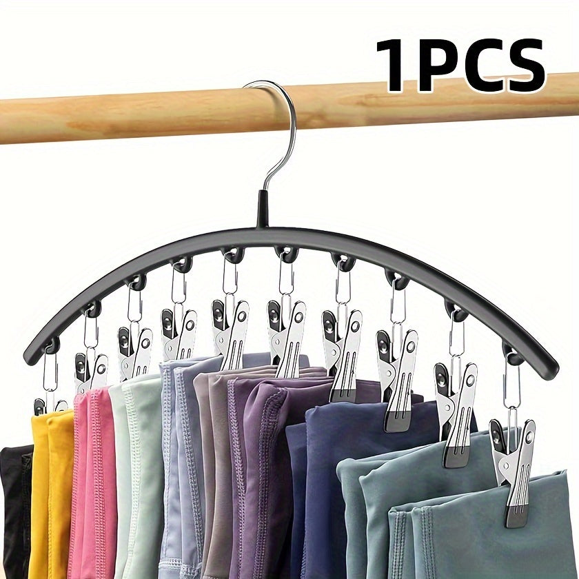 10-Pack of Curved Hangers with Clips - Ideal for Hanging Pants, Leggings, Ties, Scarves, and Hats - Organize and Save Space in Your Closet, Bedroom, Bathroom, Wardrobe, Dorm Room, or While Traveling