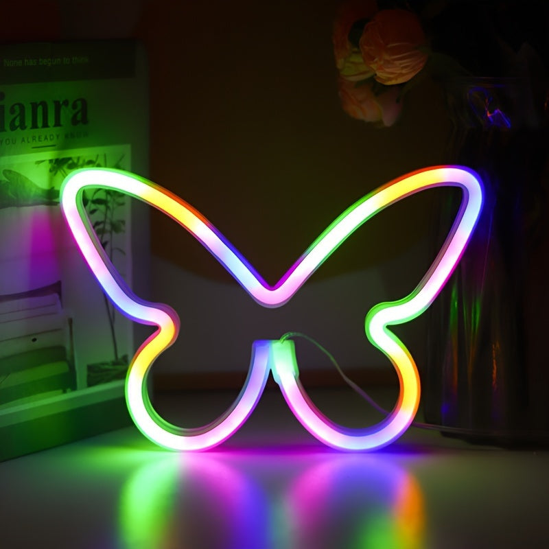 LED butterfly neon sign light for bedroom girls room decoration, USB/battery operated for parties and special occasions.