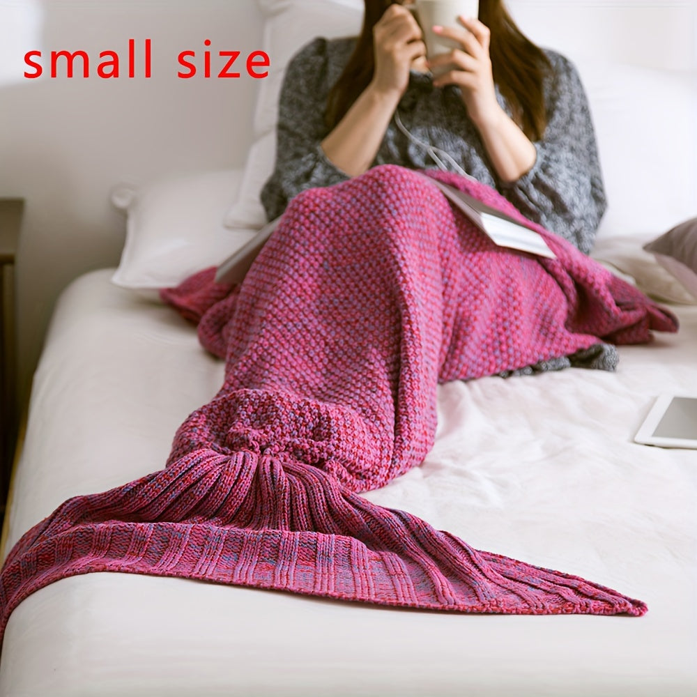 Get yourself a 1 piece Mermaid Tail Blanket, a cozy crochet blanket perfect for all seasons. This soft and comfy blanket is ideal for women and can be used for lounging on the sofa or sleeping. It also makes a cool birthday, wedding, or Mother's Day gift.