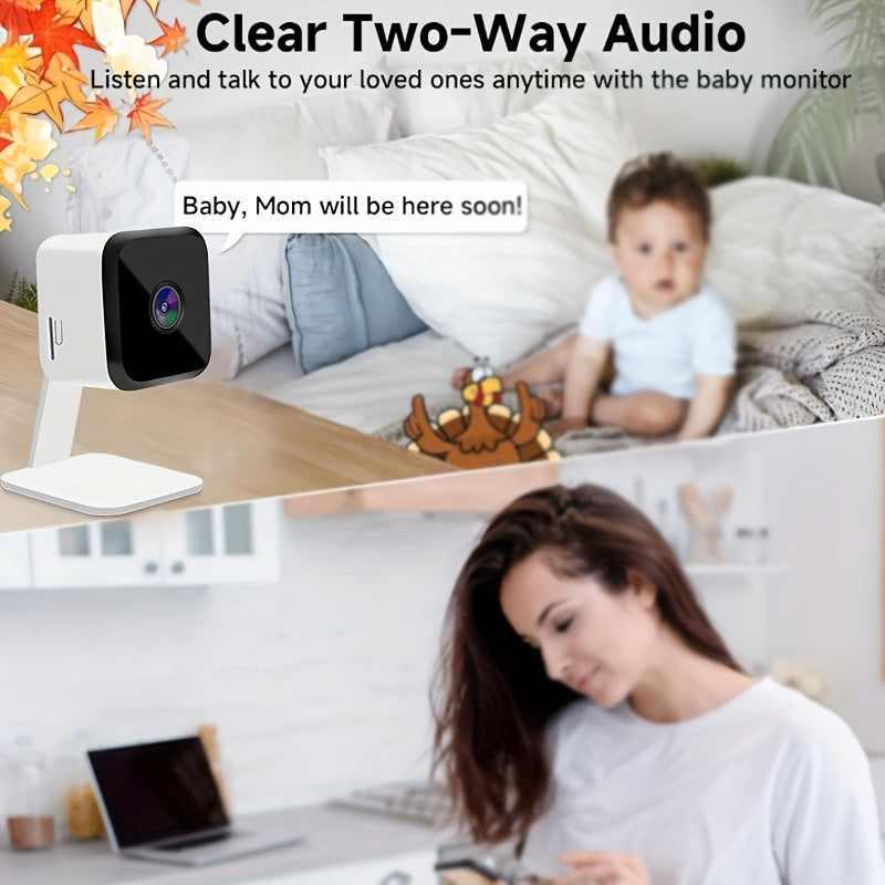 Get a 2-Pack of ANYAZHINENG 1080p HD Indoor Pan/Tilt Smart Security Cameras with 2.4GHz Wi-Fi, Night Vision, Motion Detection, Two-Way Audio, Continuous Recording, Self-Adhesive Mount, Smartphone Compatibility, USB Power, and Android Control.