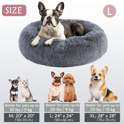 Cozy round pet bed for dogs, ideal for autumn and winter indoor sleeping.