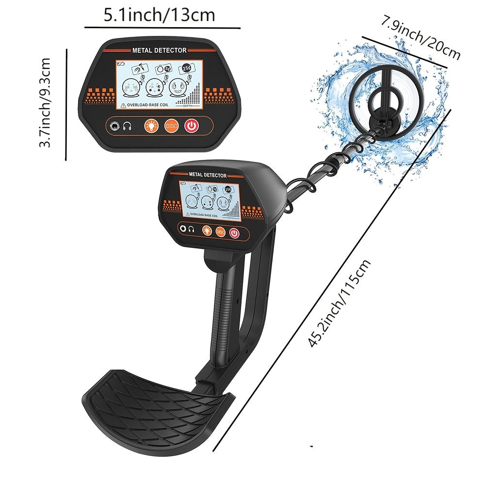 Beach Treasure Finder Handheld Metal Detector, Detects Objects up to 12.7 cm deep for coins and 91.44 cm deep for larger objects. Frequency: 7.0±0.6Khz, Includes 2*9V batteries, No shovel