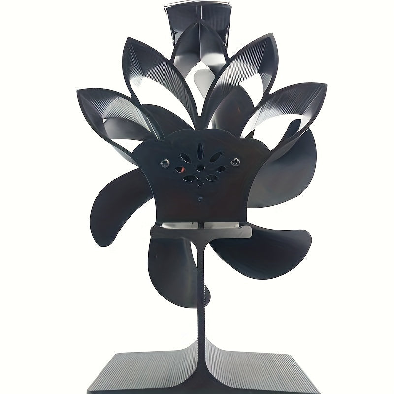 One or two pieces of a 6-blade wooden stove fan, designed for distributing heat from wood, gas, or log burner stoves. This heat-powered wall fan is a cozy accessory for home heating during autumn and winter. It does not require electricity and comes with