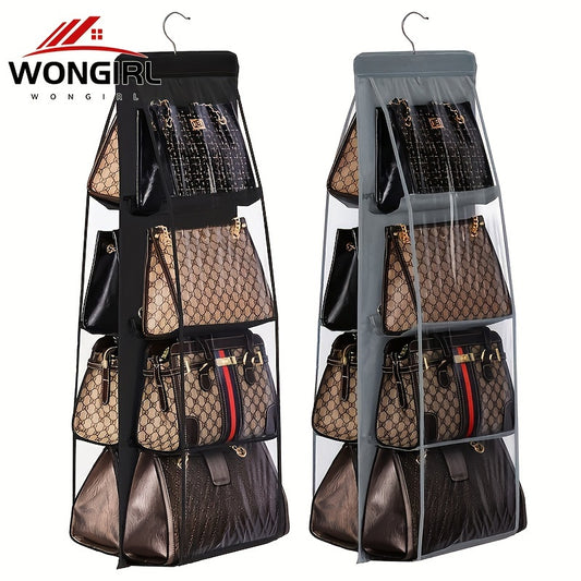 WONGIRL 6/8-Pocket Hanging Handbag Organizer made of durable Oxford cloth, space-saving and foldable, suitable for all bag types.