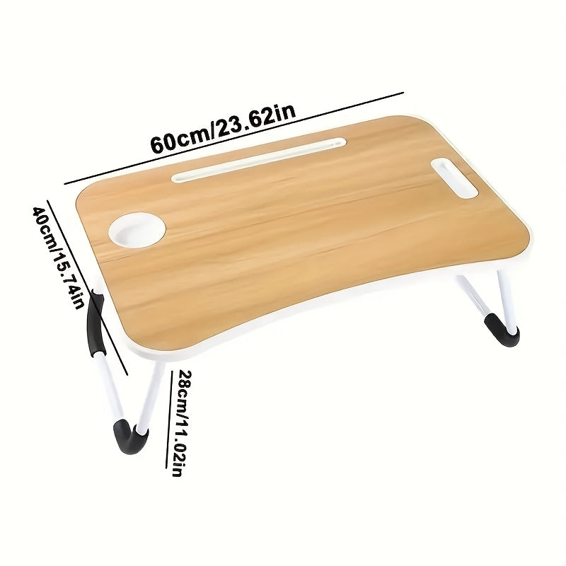 Multifunctional Folding Laptop Desk with Tray, Cup Holder - Ideal for Bed, Sofa, Floor - Durable Aluminum, Various Colors.