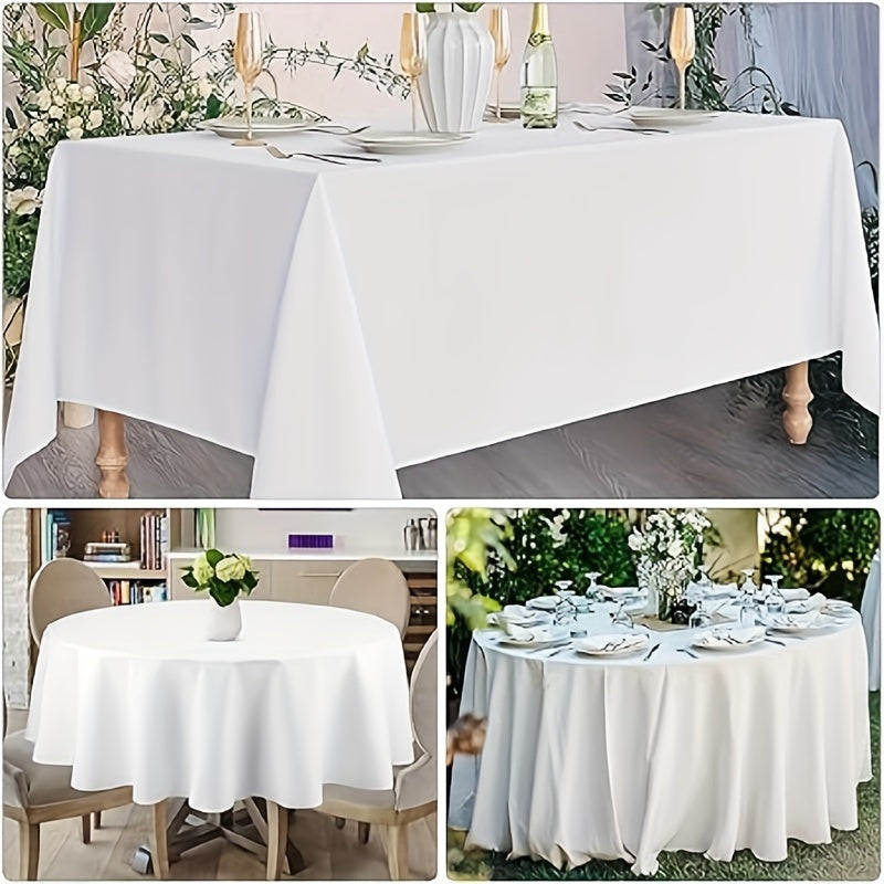 White Disposable Tablecloth - 12 pieces, measures 137x274cm. Waterproof and oil-resistant plastic, perfect for rectangular tables. Ideal for parties, weddings, family picnics, and birthdays.