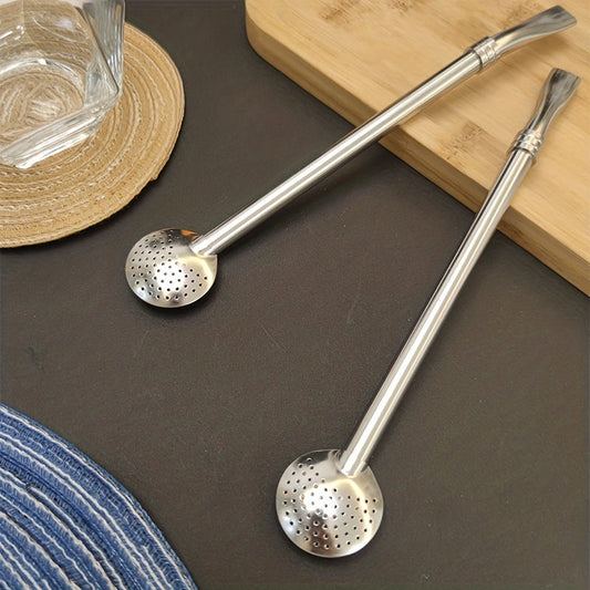 Stainless Steel Yerba Mate Straw - Durable and Reusable Metal Filter Straw for Tea, Coffee, and Cocktails, Bombilla Style Beverage Strainer