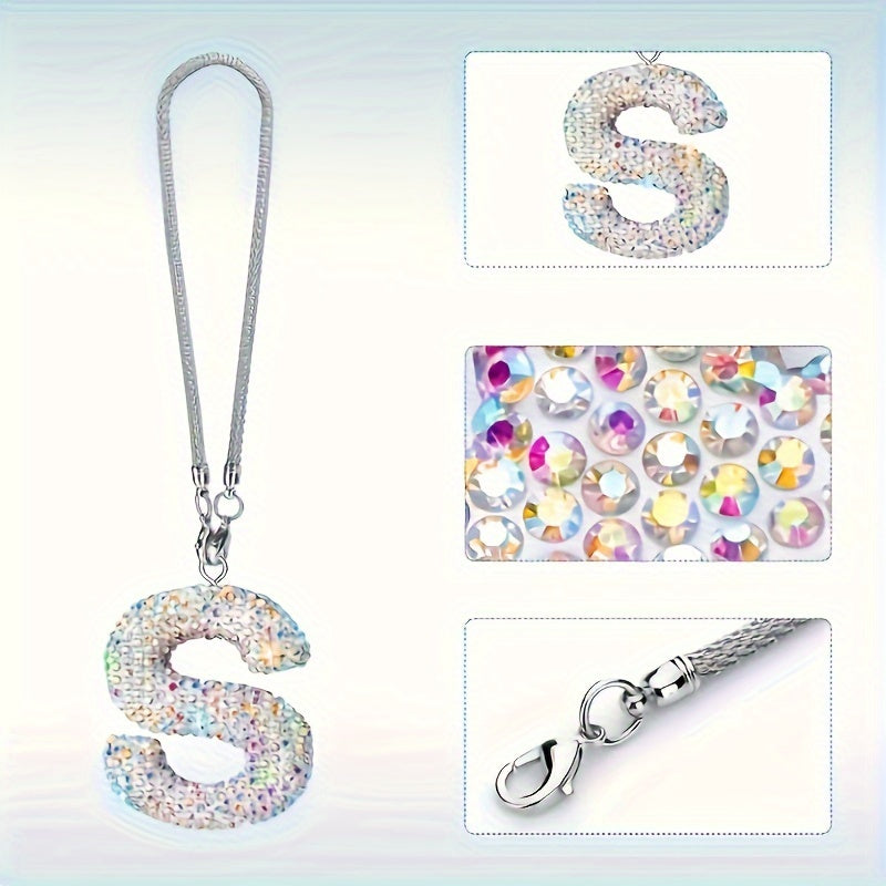 Crystal Bling Alphabet Letter Pendant for Vehicle Mirror - Durable Metal Material