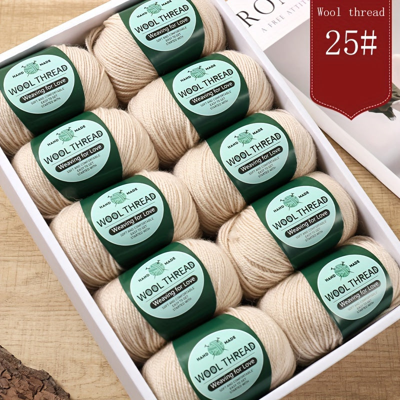 10 pieces of Australian yarn, each pack weighing approximately 500g with 10 balls. It has a moderate thickness, is easy to knit, soft, and warm. Ideal for crocheting sweaters, coats, vests