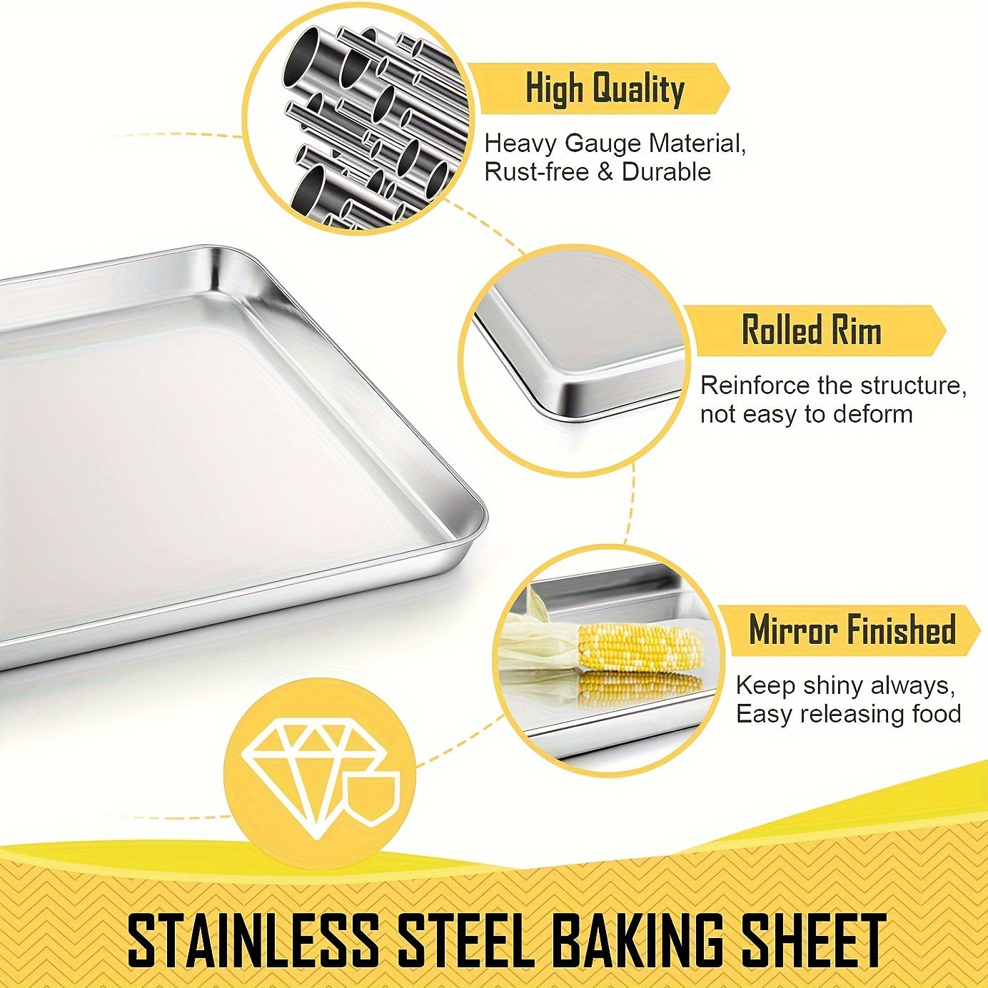 Essential Kitchen Set: Stainless Steel Baking Sheet and Cooling Rack - Safe for Dishwasher, Non-Toxic, Perfect for Compact Ovens - Great for Baking Cookies, Meats, Vegetables, and More