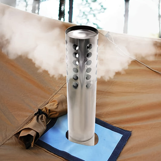 Durable stainless steel chimney spark arrestor for camping tent stove, featuring a fireproof removable smoke pipe. Easy to assemble, this portable wood burning stove accessory is perfect for tents, shelters, and outdoor camping cooking. No electricity or