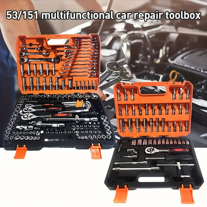 53/151 piece multi-purpose car repair tool set - durable metal accessories for DIY maintenance and everyday use