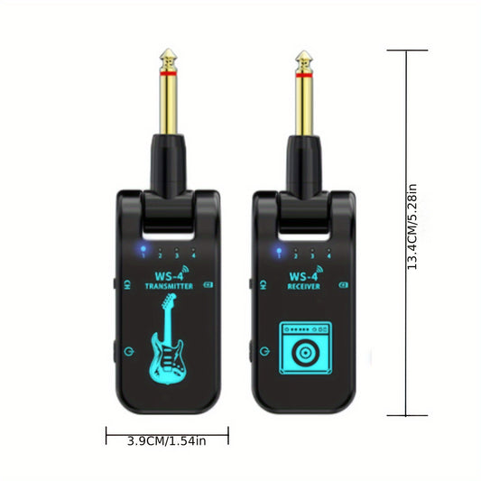 Wireless transmitter and receiver for guitar with 2.4G transmission system.