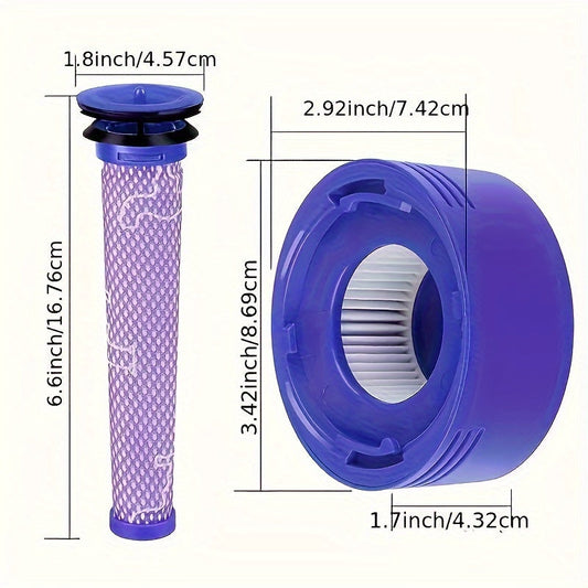 Comparison between 2 or 4 pieces of Dyson Vacuum pre-filter (compatible with V6, V7, V8, DC59, DC58 models) replacements (965661-01 and 967478-01) and 1 piece of front filter mesh plus 1 piece of rear filter mesh or 2 pieces of front filter mesh plus 2