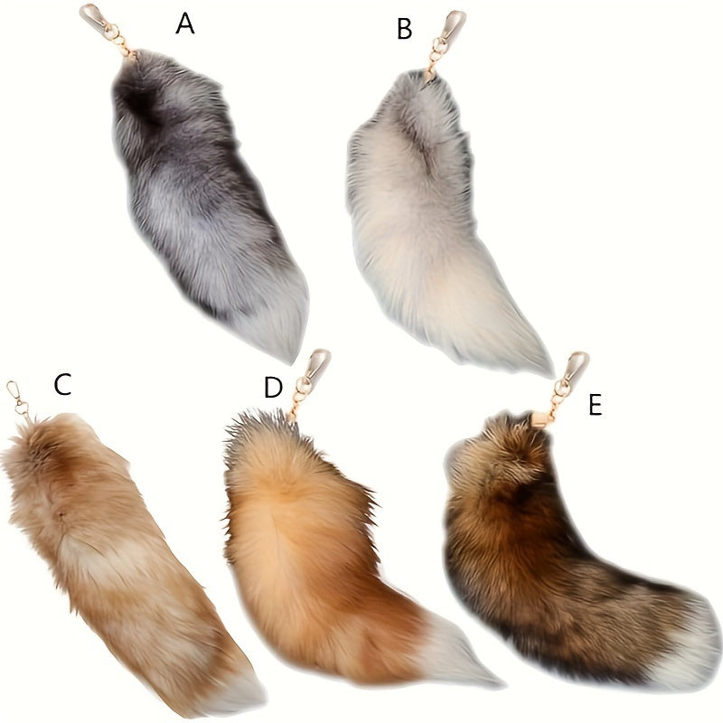 Oversized Artificial Fox Tail Keychain made from Plush Material, Simulated Modeling, Animal-Inspired Design, Decorative Keychain for Handbags & Performance Props