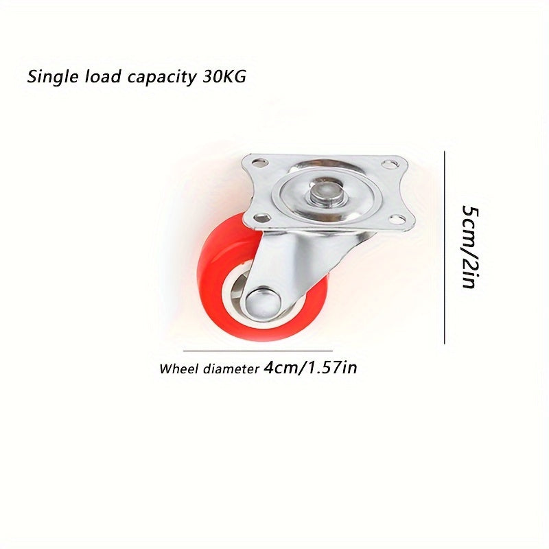 Set of four heavy-duty swivel caster wheels with a polished finish, offering 360° rotation perfect for furniture, dining, and commercial applications. These metal casters do not come with brakes.