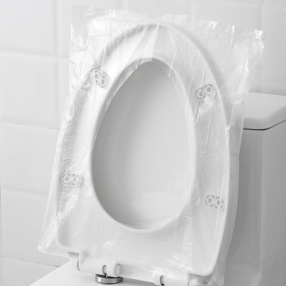 50 packs of disposable waterproof portable toilet seat covers with cushion paper for convenient travel use.