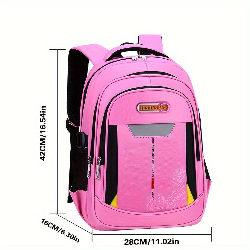 Large capacity multi-layer backpack with side pocket for bottle or umbrella, suitable for students' daily commute, library visits, and outdoor activities.