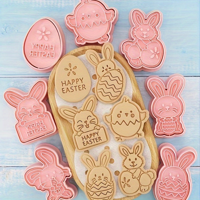 Easter Rabbit Egg Resurrection Mold for Cookies - Cartoon Bunny Design, Three-dimensional Press and Flip Mold for Sugar Baking Tools